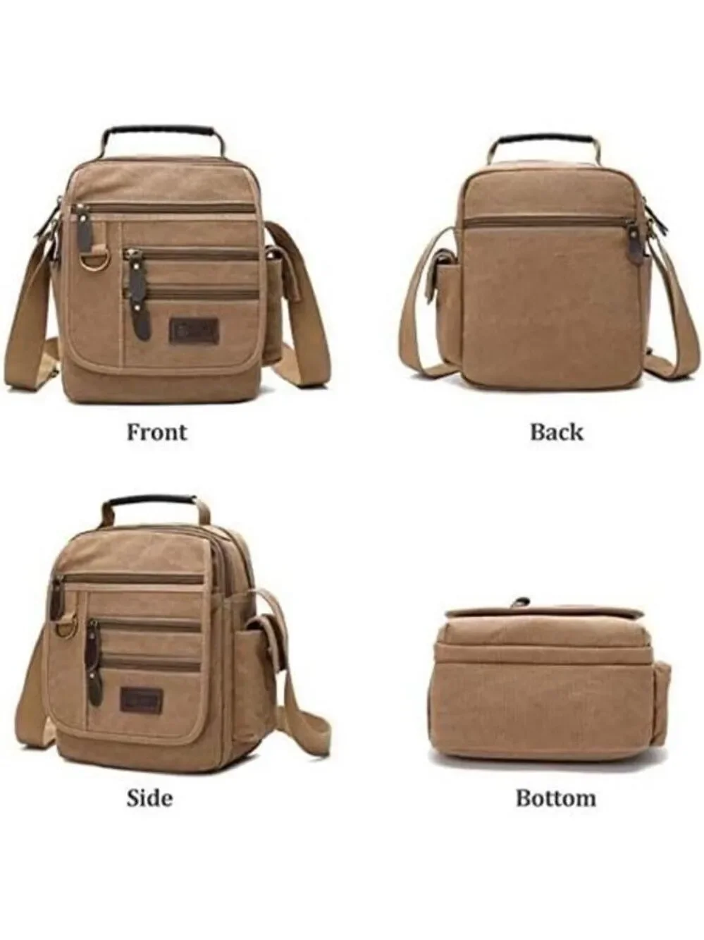 Mens Canvas Shoulder Bag Small Messenger Crossbody Work Bag Vintage Travel Bag